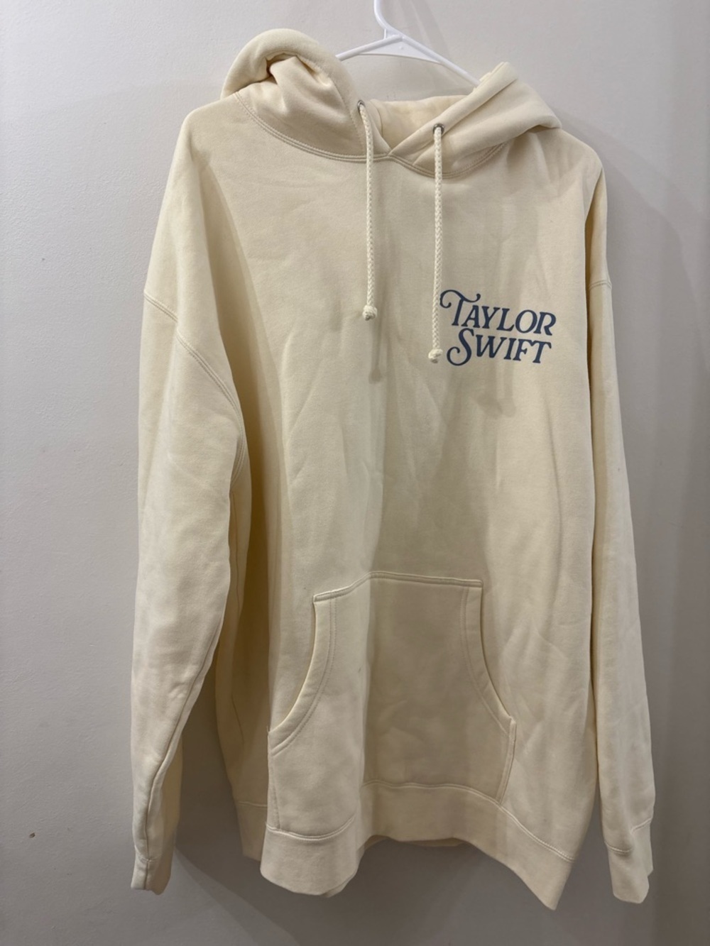 Taylor Swift Cream Hoodie with Blue Logo - 1989 - XL - oversized